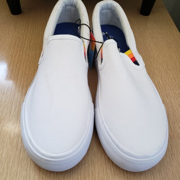 BNWT Aldi Gear White Rainbow Canvas Slip-on Style (8) KICKS - Picture 7 of 9